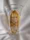 Czech Bohemian Crystal Glass Vase With2 Amber Cut To Clear Panels Withflowers 10