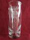 Czech Bohemian Mid-century Modern Engraved Cut Crystal Vase Thistle 9.8 Inches