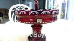 Czech EPERGNE Bohemian Egermann Ruby Red Cut Crystal Center Piece Bowl vase