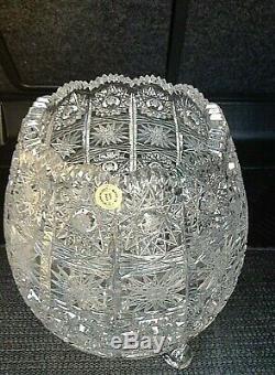 Czech bohemia crystal cut glass Vase 21cm on three legs