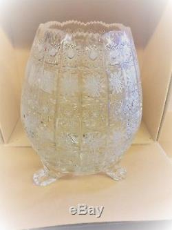 Czech bohemia crystal cut glass Vase 25cm on three legs
