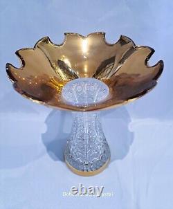 Czech bohemia crystal glass Cut crystal vase 21cm/8 decorated gold III