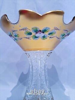 Czech bohemia crystal glass Cut crystal vase 21cm/8 decorated gold III