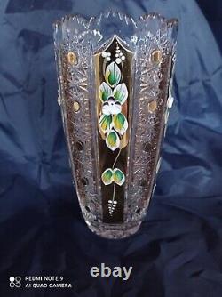 Czech bohemia crystal glass Cut crystal vase 21cm/8 decorated gold II