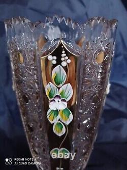 Czech bohemia crystal glass Cut crystal vase 21cm/8 decorated gold II