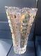 Czech Bohemia Crystal Glass Cut Crystal Vase 25cm/10 Decorated Gold Ii
