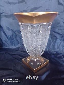 Czech bohemia crystal glass Cut crystal vase 29cm/11 decorated gold
