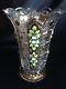 Czech Bohemia Crystal Glass Cut Crystal Vase 35cm/14 Decorated Gold And Ena