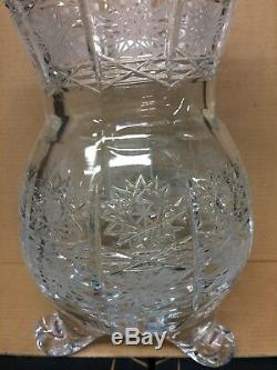Czech bohemia crystal glass Cut vase 21cm on three legs