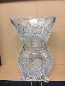 Czech bohemia crystal glass Cut vase 21cm on three legs