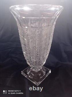 Czech bohemia crystal glass Heavy cut vase 33cm/13