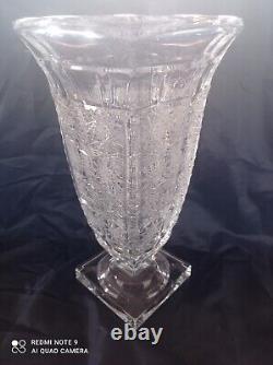 Czech bohemia crystal glass Heavy cut vase 33cm/13
