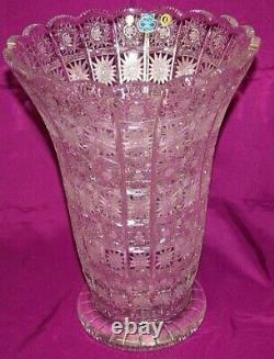 Czech bohemia crystal glass Heavy cut vase 36cm/14
