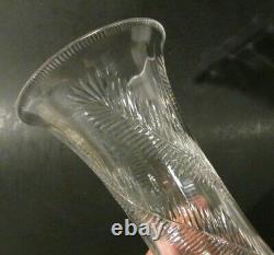 DORFLINGER Antique American Brilliant Cut Glass FERN Swirl 10 Corset Vase ABP