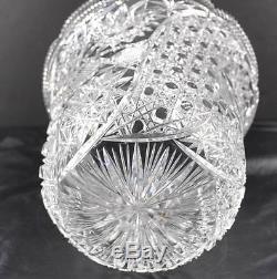 Deep Cut Clear Crystal 10 Signed Vase Star Hobnail Quilted Scallop Sawtooth Top