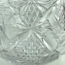 Deep Cut Crystal Glass Rose Bowl 5 1/4 Swirl and Diamond Design Unbranded Heavy