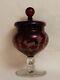 Egermann Czech Republic Bohemian Ruby Red Cut To Clear Crystal Vase Goblet With