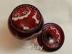 EGERMANN CZECH REPUBLIC BOHEMIAN Ruby Red Cut to Clear Crystal Vase Goblet with