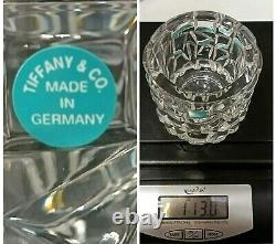 EUC Tiffany & Co Sierra Crystal Rock Cut Votive Tealight Candle Vase Holder Box