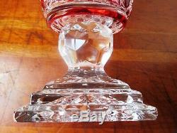 EX-Large IRENA Poland CRANBERRY RED Cut to Clear 24% Lead Crystal Vase 15 1/2