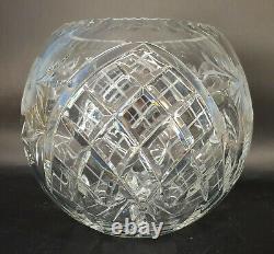 Elegant Antique Bohemian Cut Crystal Globe Vase Flowers & Crosshatch Design s-2G
