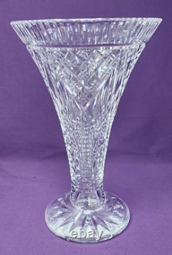 Elegant Contemporary Waterford Cut Glass Crystal Trumpet Vase 10 Pristine