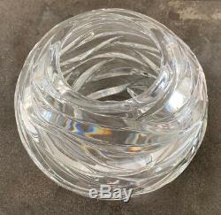 Emil Brost For Tiffany & Co Wave Cut Crystal Modern Structural Vase Signed 1998