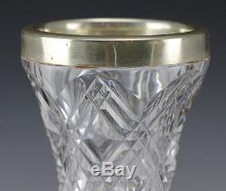 English Cut Crystal with Sterling Silver Overlay Vase Birmingham Makers Mark