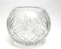 English Hand Cut Crystal Circular Vase Foliate Design Unmarked, 20th Century