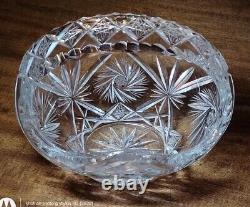 Equisite Vintage Eastern European Clear Cut Crystal Oval Decorative Basket, Euc