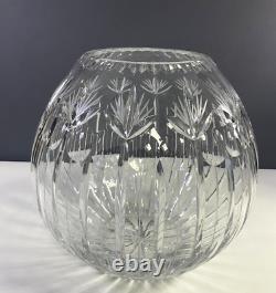 European Cut Crystal LARGE Fish bowl Vase 10.75 Tall Vintage