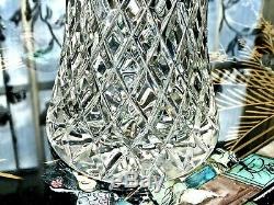 Excellent Vintage Hand Cut'diamond' Crystal Tall Vase Bohemia C 1960's