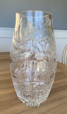 Exquisite Crystal Bouquet Flower Vase Brilliant Etched Art Deco Clear Cut