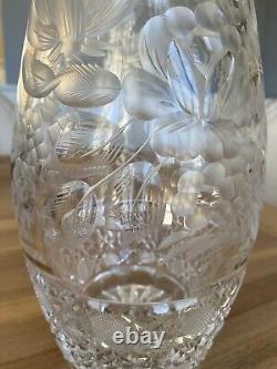 Exquisite Crystal Bouquet Flower Vase Brilliant Etched Art Deco Clear Cut