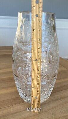 Exquisite Crystal Bouquet Flower Vase Brilliant Etched Art Deco Clear Cut