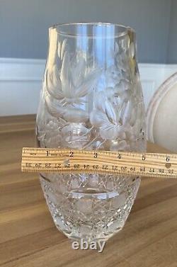 Exquisite Crystal Bouquet Flower Vase Brilliant Etched Art Deco Clear Cut