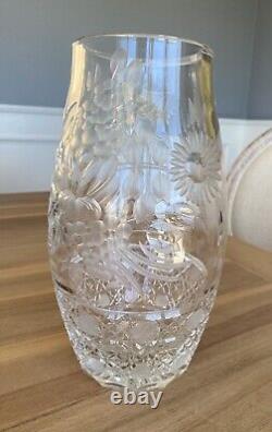 Exquisite Crystal Bouquet Flower Vase Brilliant Etched Art Deco Clear Cut