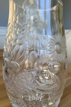 Exquisite Crystal Bouquet Flower Vase Brilliant Etched Art Deco Clear Cut