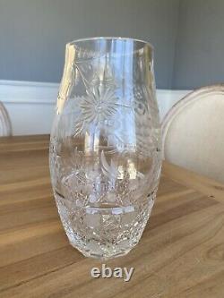 Exquisite Crystal Bouquet Flower Vase Brilliant Etched Art Deco Clear Cut