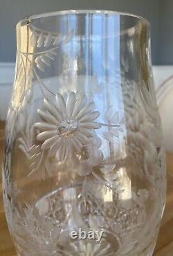 Exquisite Crystal Bouquet Flower Vase Brilliant Etched Art Deco Clear Cut