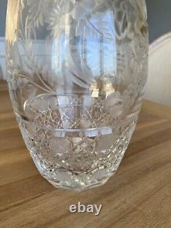 Exquisite Crystal Bouquet Flower Vase Brilliant Etched Art Deco Clear Cut