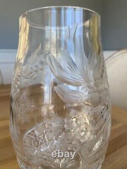 Exquisite Crystal Bouquet Flower Vase Brilliant Etched Art Deco Clear Cut