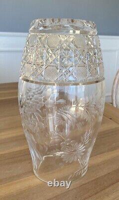 Exquisite Crystal Bouquet Flower Vase Brilliant Etched Art Deco Clear Cut