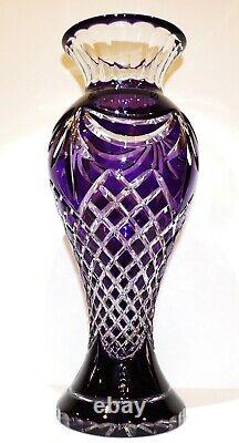 Exquisite Large Bohemian/czech Crystal Amethyst Cut To Clear 16 Statement Vase
