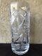 Exquisitely Cut Vintage Heavy Clear Crystal Lead Flower Vase Edge 11 3/4 Tall
