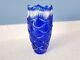 Faberge Russian Cobalt Blue Pinecone Egg Lead Crystal Cut To Clear Vase Signed