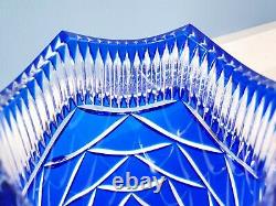 FABERGE Russian Cobalt Blue Pinecone Egg Lead Crystal Cut to Clear Vase SIGNED