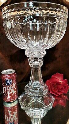 FAB HUGE Vintage CRYSTAL 15+T 10+lbs CUT GLASS Vase Catches COLORS OF RAINBOW