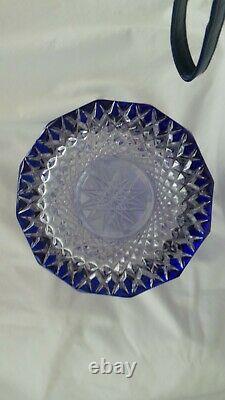 FAB! Vintage Large SIGNED Meissen Cobalt Blue Cut to Clear Crystal Glass Vase