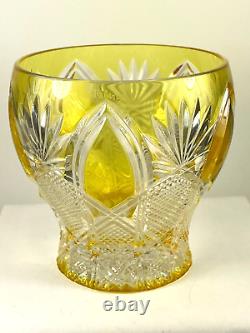 Faberge Czar Gold Yellow Hand Cut Crystal Votive Candle Holder Used But Perfect